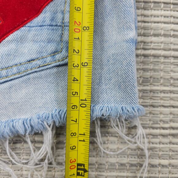 Kendall & Kylie Womens 26 Linda Blue Mid-Rise Heartbreaker Cut Off Shorts - Picture 13 of 16